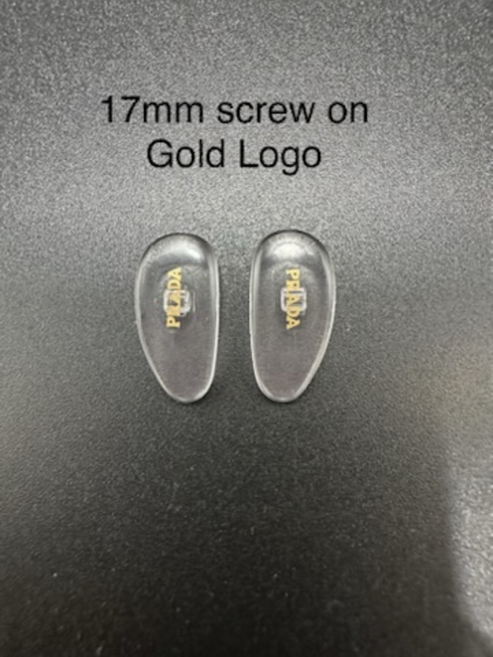 17mm Screw in Nose Pads for Prada Eyewear Sunglasses Gold Logo (1 Pair)